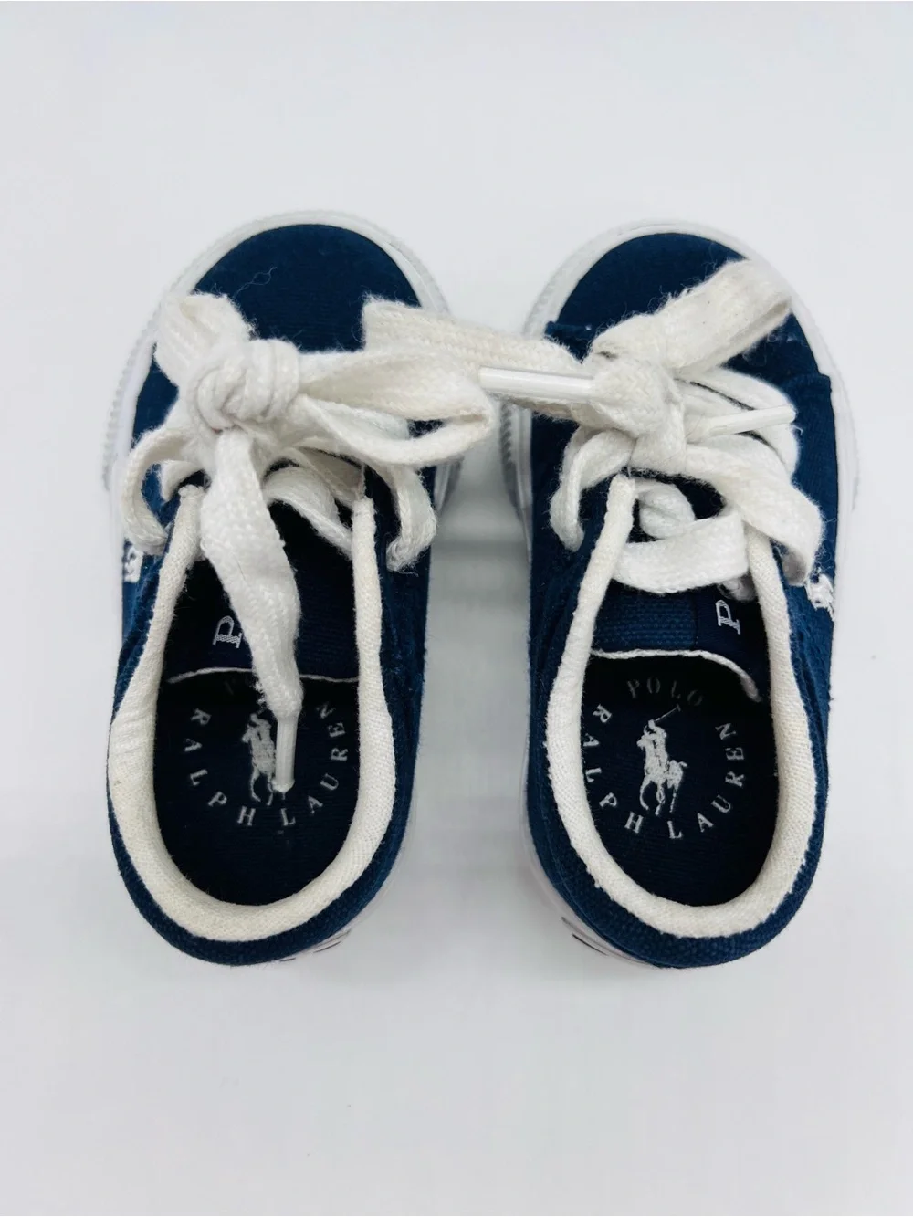 Polo by Ralph Lauren Youth Navy Elmwood Canvas Sneakers with White Accents
